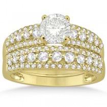 Three-Row Prong-Set Diamond Bridal Set in 18k Yellow Gold (0.80ct)