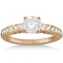 Bezel Diamond Engagement Ring & Matching Band 14k Rose Gold (0.83ct)