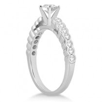 Bezel Diamond Engagement Ring & Matching Band 14k White Gold (0.83ct)