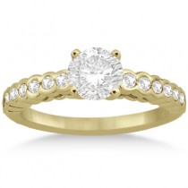 Bezel Diamond Engagement Ring & Matching Band 14k Yellow Gold (0.83ct)