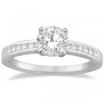 Channel Set Princess Cut Diamond Engagement Ring Palladium (0.15ct)