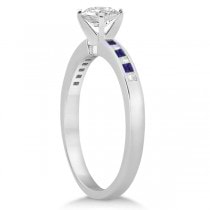 Princess Diamond & Blue Sapphire Engagement Ring 18k White Gold (0.20ct)
