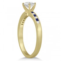 Princess Diamond & Blue Sapphire Engagement Ring 18k Yellow Gold (0.20ct)