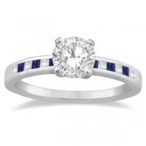 Princess Diamond & Blue Sapphire Engagement Ring Platinum (0.20ct)