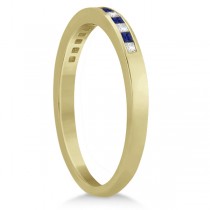 Princess Diamond & Blue Sapphire Bridal Ring Set 18k Yellow Gold (0.54ct)