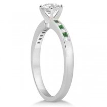 Princess Cut Diamond & Emerald Engagement Ring Platinum (0.20ct)
