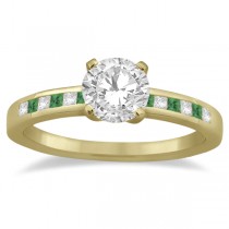 Princess Cut Diamond & Emerald Bridal Ring Set 14k Yellow Gold (0.54ct)