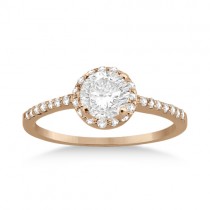 Petite Halo Diamond Engagement Ring Setting 14k Rose Gold (0.25ct)