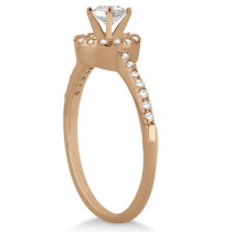 Petite Halo Diamond Engagement Ring Setting 14k Rose Gold (0.25ct)