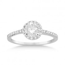 Petite Halo Diamond Engagement Ring Setting 14k White Gold (0.25ct)