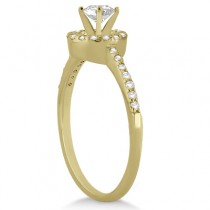 Petite Halo Diamond Engagement Ring Setting 14k Yellow Gold (0.25ct)