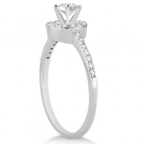 Petite Halo Diamond Engagement Ring Setting 18k White Gold (0.25ct)