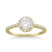 Petite Halo Diamond Engagement Ring Setting 18k Yellow Gold (0.25ct)