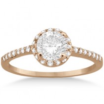 Petite Halo Diamond Engagement Ring & Band 14k Rose Gold (0.40ct)