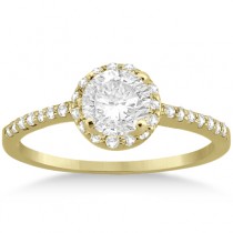 Petite Halo Diamond Engagement Ring & Band 18k Yellow Gold (0.40ct)