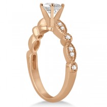 Petite Marquise & Dot Diamond Engagement Ring 14k Rose Gold (0.12ct)