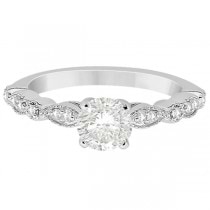 Petite Marquise & Dot Diamond Engagement Ring 14k White Gold (0.12ct)