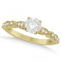 Petite Marquise & Dot Diamond Engagement Ring 14k Yellow Gold (0.12ct)