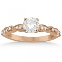 Petite Marquise & Dot Diamond Bridal Ring Set in 18k Rose Gold (0.25ct)