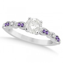 Marquise & Dot Diamond Amethyst Engagement Ring Platinum 0.24ct