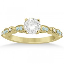 Marquise Aquamarine Diamond Engagement Ring 14k Yellow Gold 0.24ct