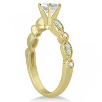 Marquise Aquamarine Diamond Engagement Ring 14k Yellow Gold 0.24ct