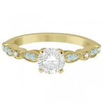 Marquise Aquamarine Diamond Engagement Ring 18k Yellow Gold 0.24ct