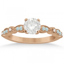Marquise & Dot Aquamarine Diamond Bridal Set 18k Rose Gold (0.49ct)