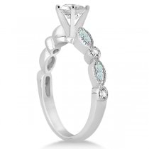 Marquise & Dot Aquamarine Diamond Bridal Set Palladium (0.49ct)