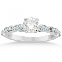 Marquise & Dot Aquamarine Diamond Bridal Set Platinum (0.49ct)
