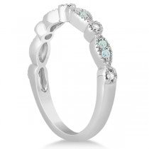 Marquise & Dot Aquamarine Diamond Wedding Band 18k White Gold 0.25ct