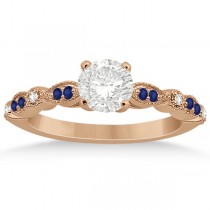 Blue Sapphire & Diamond Marquise Bridal Set 18k Rose Gold (0.49ct)