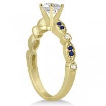 Blue Sapphire & Diamond Marquise Bridal Set 18k Yellow Gold (0.49ct)