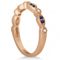 Blue Sapphire & Diamond Marquise Ring Band 14k Rose Gold (0.25ct)