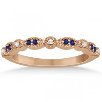 Blue Sapphire & Diamond Marquise Ring Band 18k Rose Gold (0.25ct)