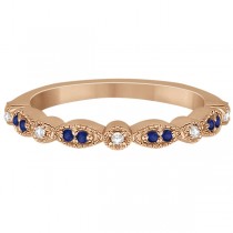 Blue Sapphire & Diamond Marquise Ring Band 18k Rose Gold (0.25ct)