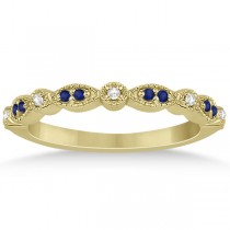 Blue Sapphire & Diamond Marquise Ring Band 18k Yellow Gold (0.25ct)