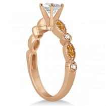 Marquise & Dot Citrine Diamond Engagement Ring 14k Rose Gold 0.24ct