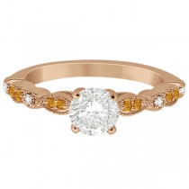 Marquise & Dot Citrine Diamond Engagement Ring 18k Rose Gold 0.24ct