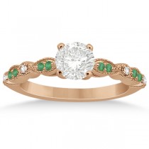 Emerald & Diamond Marquise Engagement Ring 18k Rose Gold (0.20ct)