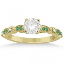 Petite Emerald & Diamond Marquise Bridal Set 14k Yellow Gold (0.41ct)