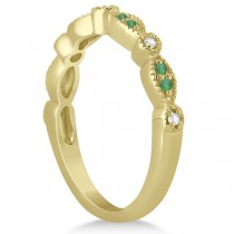 Petite Emerald & Diamond Marquise Bridal Set 18k Yellow Gold (0.41ct)