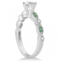 Petite Emerald & Diamond Marquise Bridal Set Palladium (0.41ct)