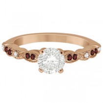 Marquise & Dot Garnet & Diamond Engagement Ring 14k Rose Gold 0.24ct
