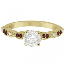 Marquise & Dot Garnet & Diamond Engagement Ring 14k Yellow Gold 0.24ct