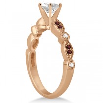 Marquise & Dot Garnet & Diamond Engagement Ring 18k Rose Gold 0.24ct
