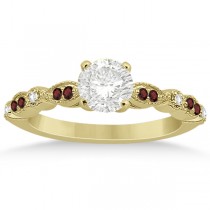 Marquise & Dot Garnet & Diamond Engagement Ring 18k Yellow Gold 0.24ct