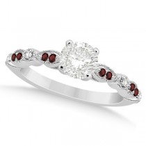 Marquise & Dot Garnet & Diamond Engagement Ring Palladium 0.24ct