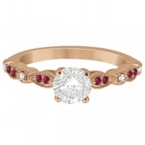 Ruby & Diamond Marquise Engagement Ring 14k Rose Gold (0.20ct)