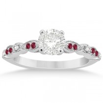Ruby & Diamond Marquise Engagement Ring 14k White Gold (0.20ct)